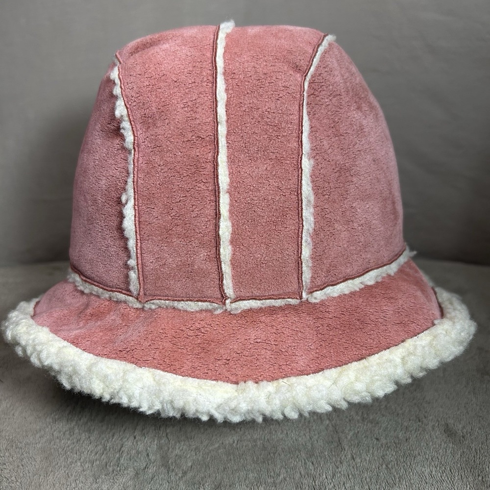 San Diego Hat Co Womens Pink Faux Shearling Bucket Hat 57cm Winter Cloche